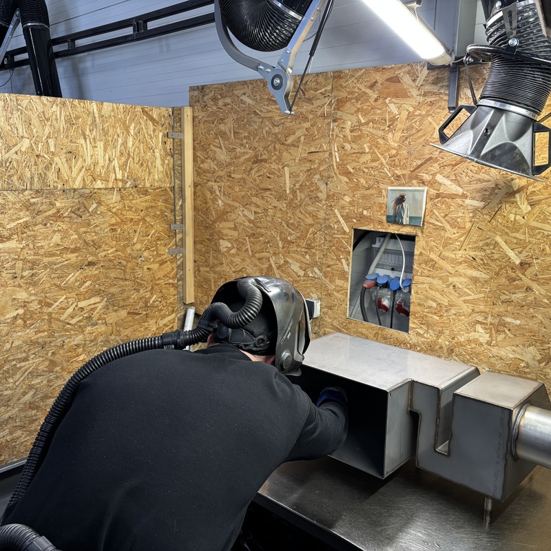 Welding work being done